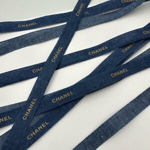 CHANEL Denim and Gold Decorative Ribbon